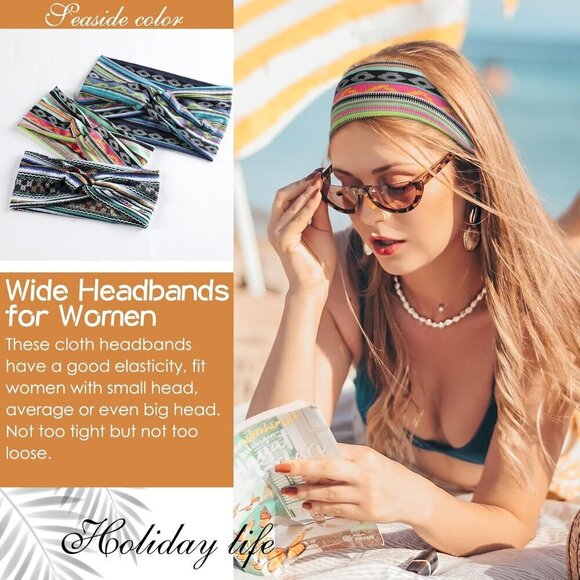 Boho Headbands Women 6 Pack Non Slip Wide Turban Hair Accessories for Girls main image 5
